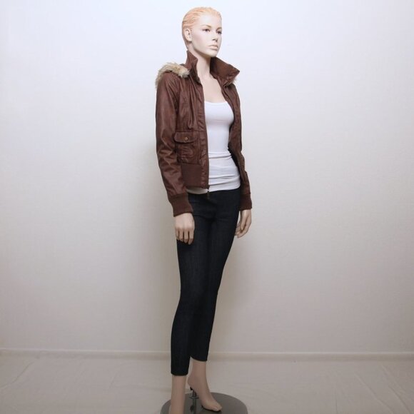 Ashley by 26 international Leather Jacket with Detachable Faux Fur Hood - Picture 2 of 14